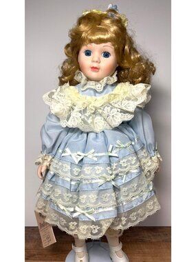 Bradleys Collectible Doll Teresa W/ Certificate & Lace Dress 16" Blue & Cream